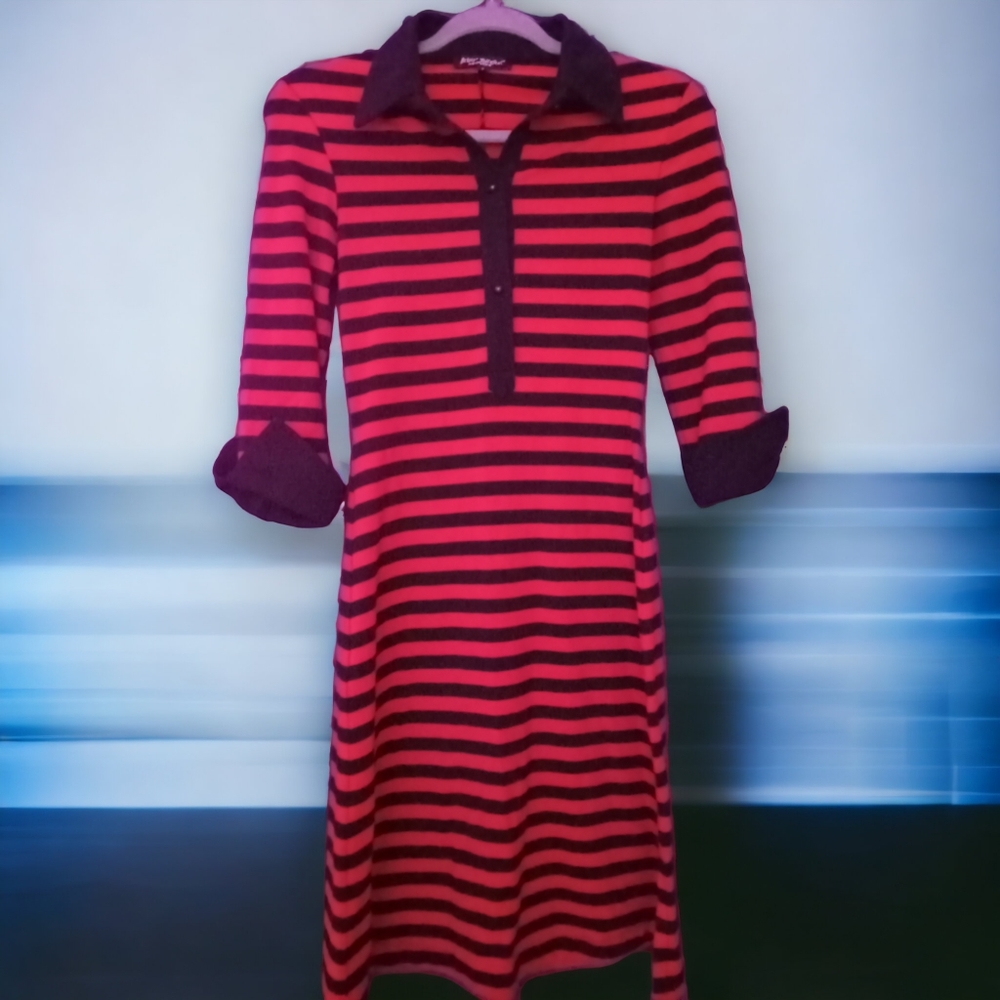 Betsey Johnson Red and Black striped Petite dress